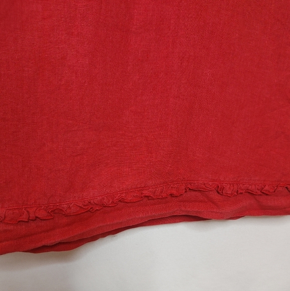 Bryn Walker Vneck Sleeveless Tunic Top Dress Linen Red‎ Ruffle Detail Small A - Picture 5 of 12